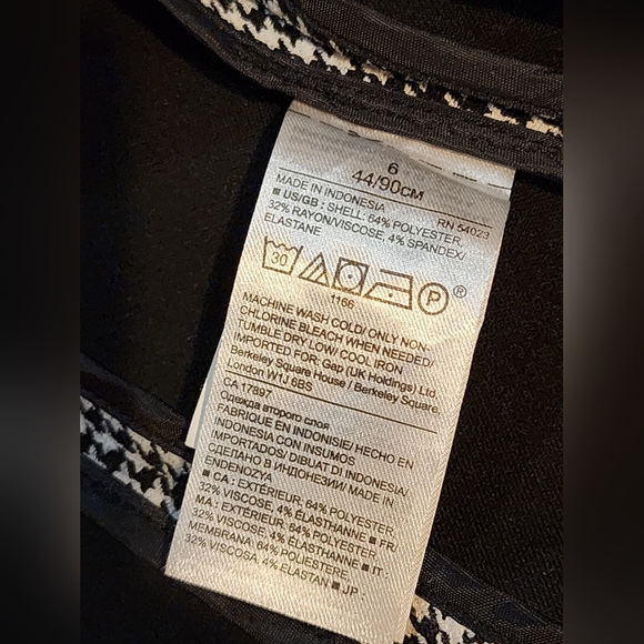 Banana Republic Houndstooth Blazer Black White Stretch Size 6 Career - Picture 11 of 11